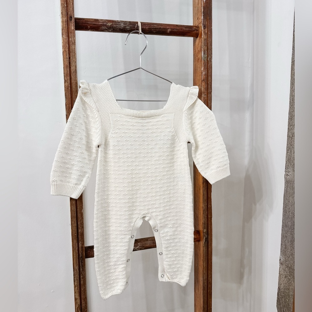 SOLD x NWT ⭐️ ETTIE & H - MARCIE IVORY KNIT ROMPER - 18-24M